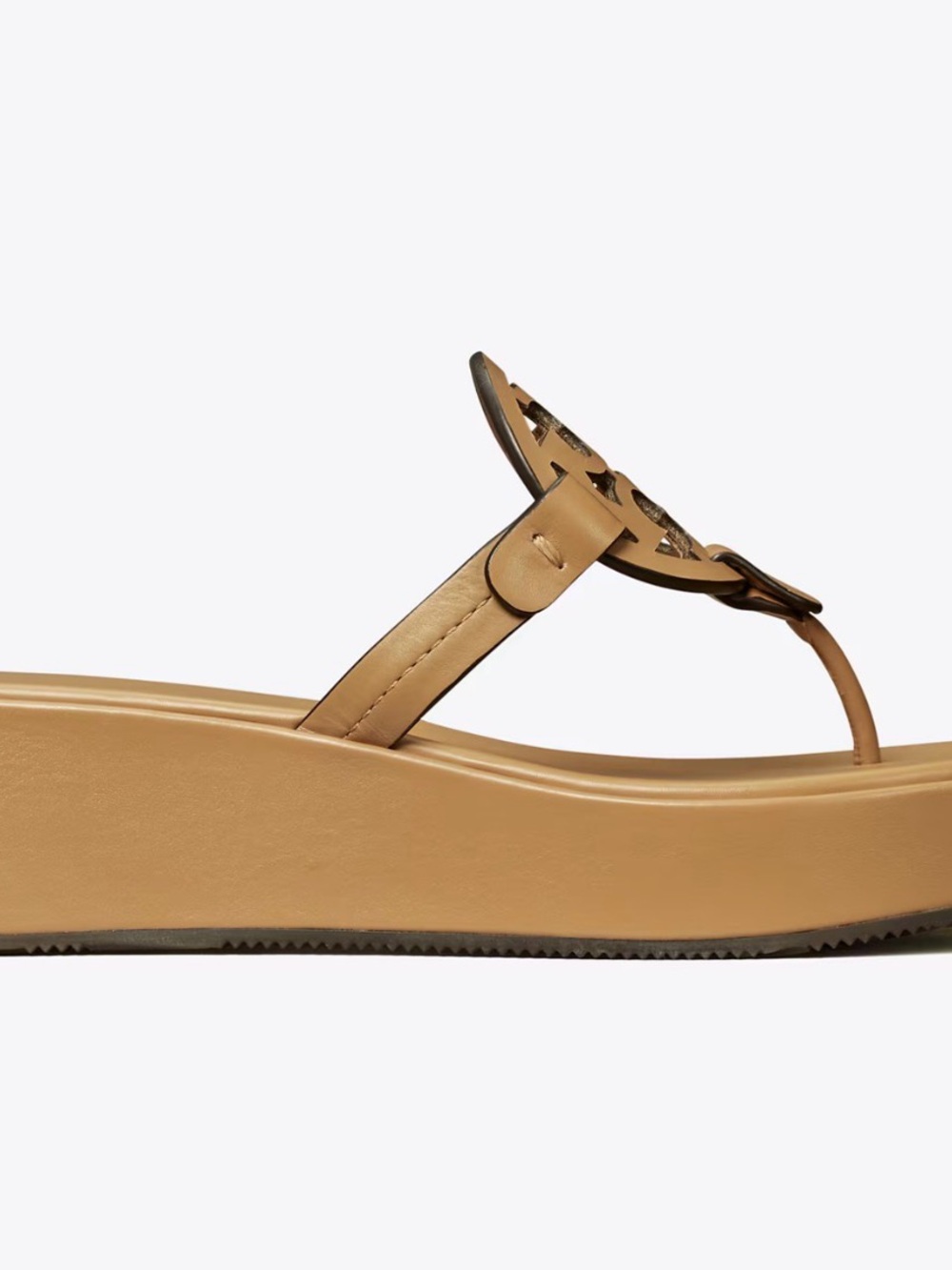 New Tory Burch Miller Leather Wedge Sandals in Walnut size 10 - Picture 10 of 11